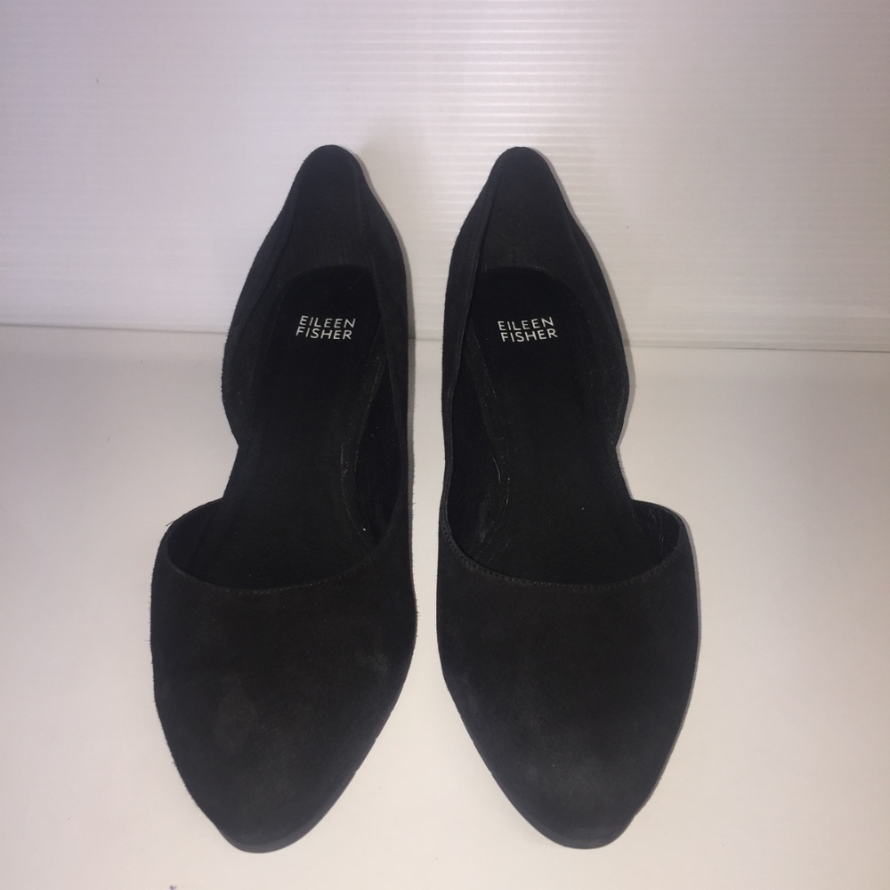Eileen Fisher womens 8.5 black suede d’orsay pumps - Picture 3 of 9